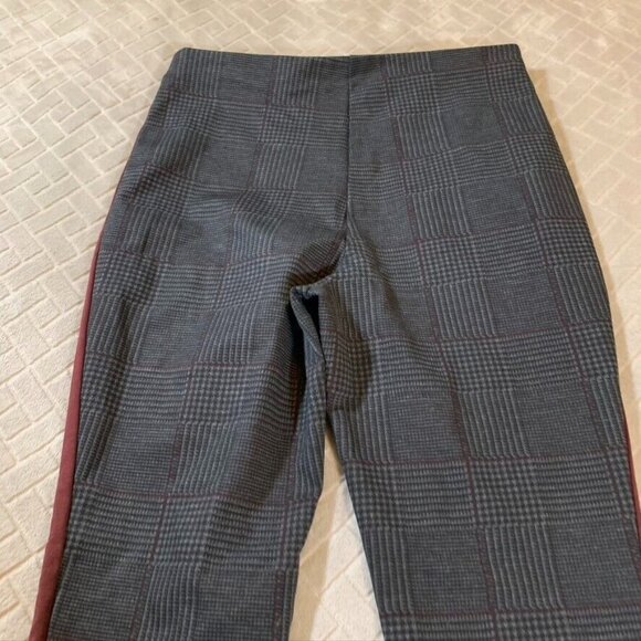 Forever 21 Contemporary Women Medium Pants Dark Gray Plaid Tuxedo Stripe Pull On - Picture 9 of 12